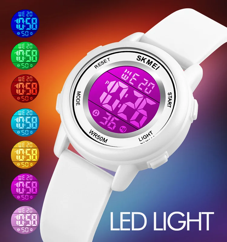 SKMEI 1721 Colorful Led Children Digital Wristwatches Waterproof Alarm Kids Watches montre enfant Boys Girls Sport Kids Watch 4