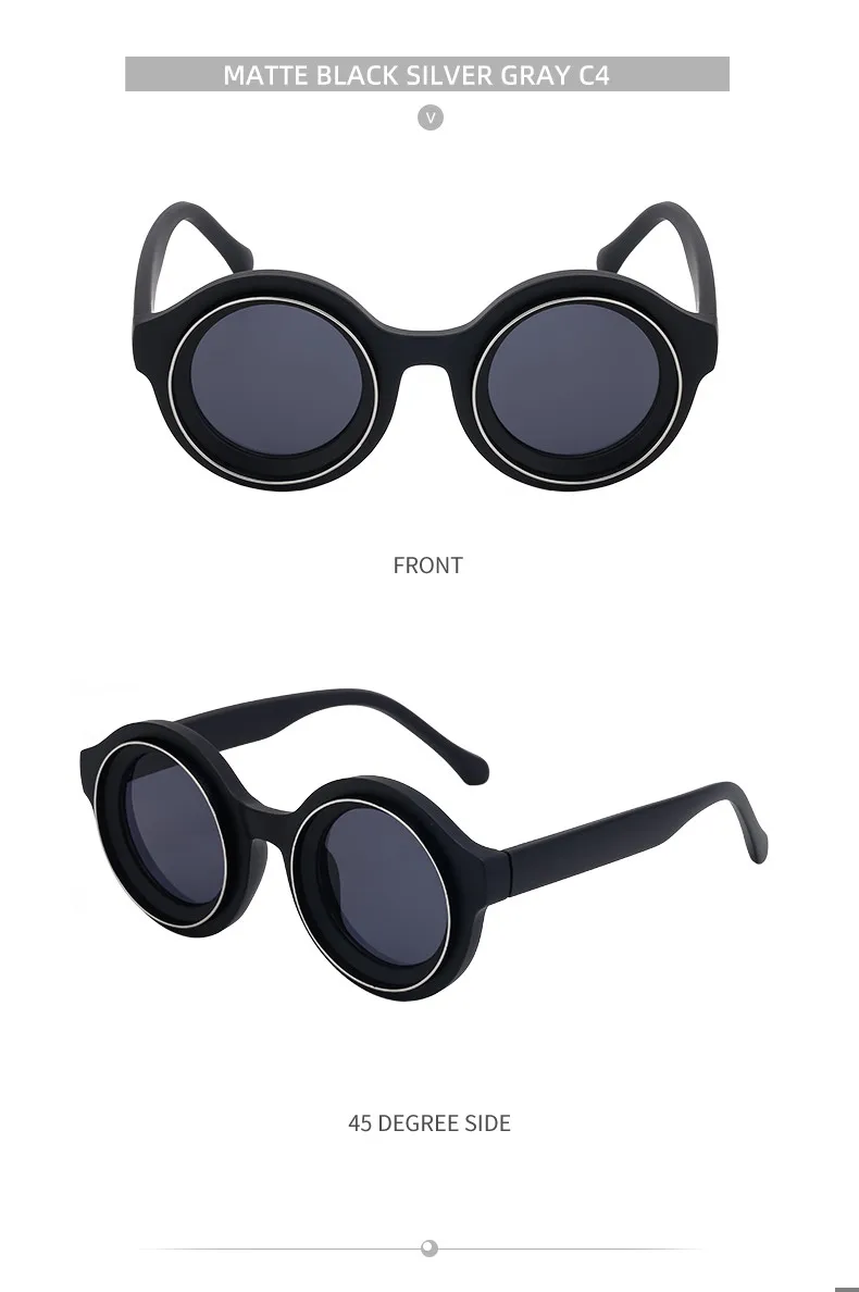 Neue Modische Runde Sonnenbrille für Männer und Frauen 2026 Luxus-Markendesigner Beliebte Punk-Sonnenbrille für Herren Vintage Retro Shades Eyewear – Detail 5