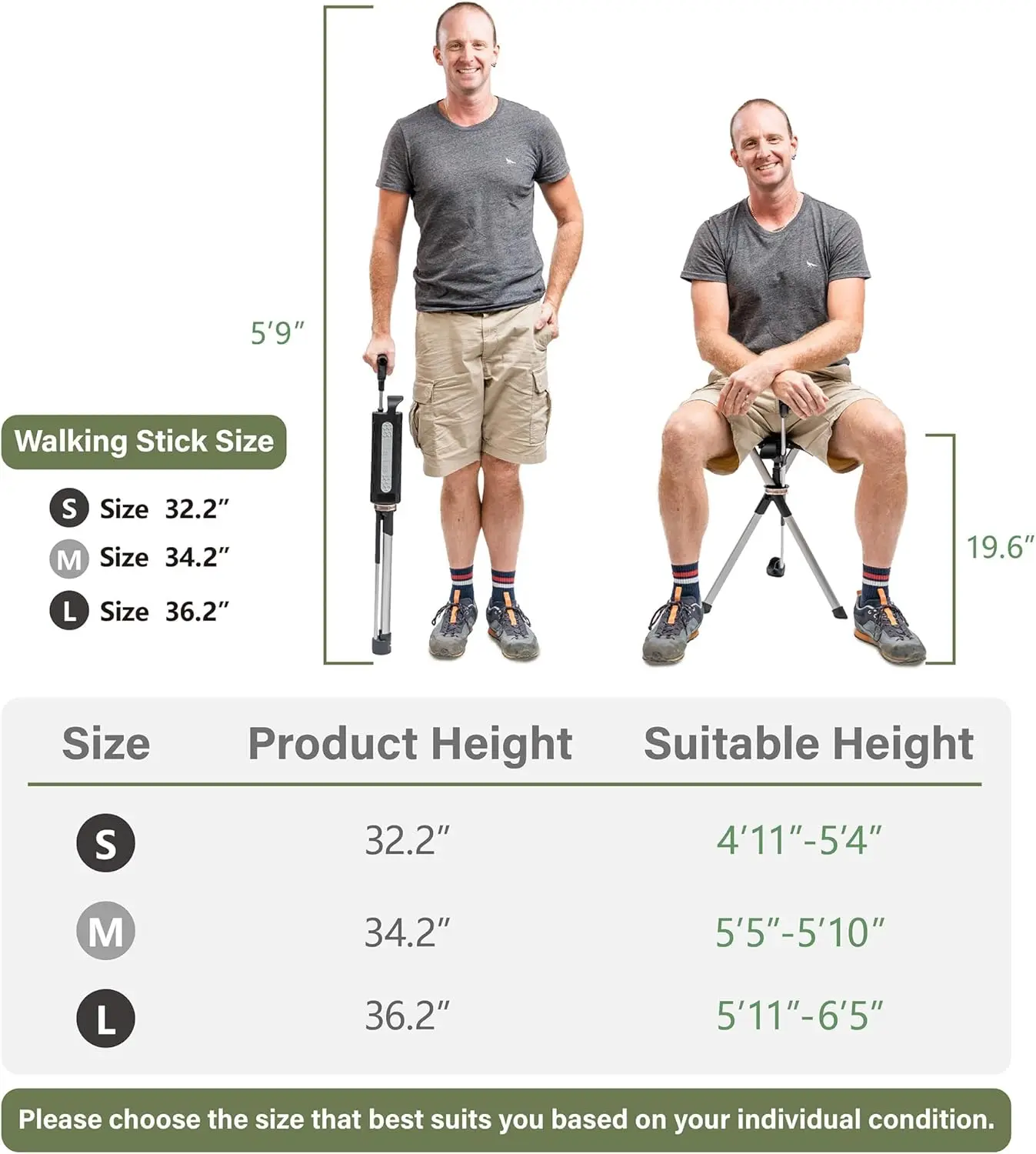 Chair Series 2- Portable Walking Stick, Cane with Seat, Foldable Chair