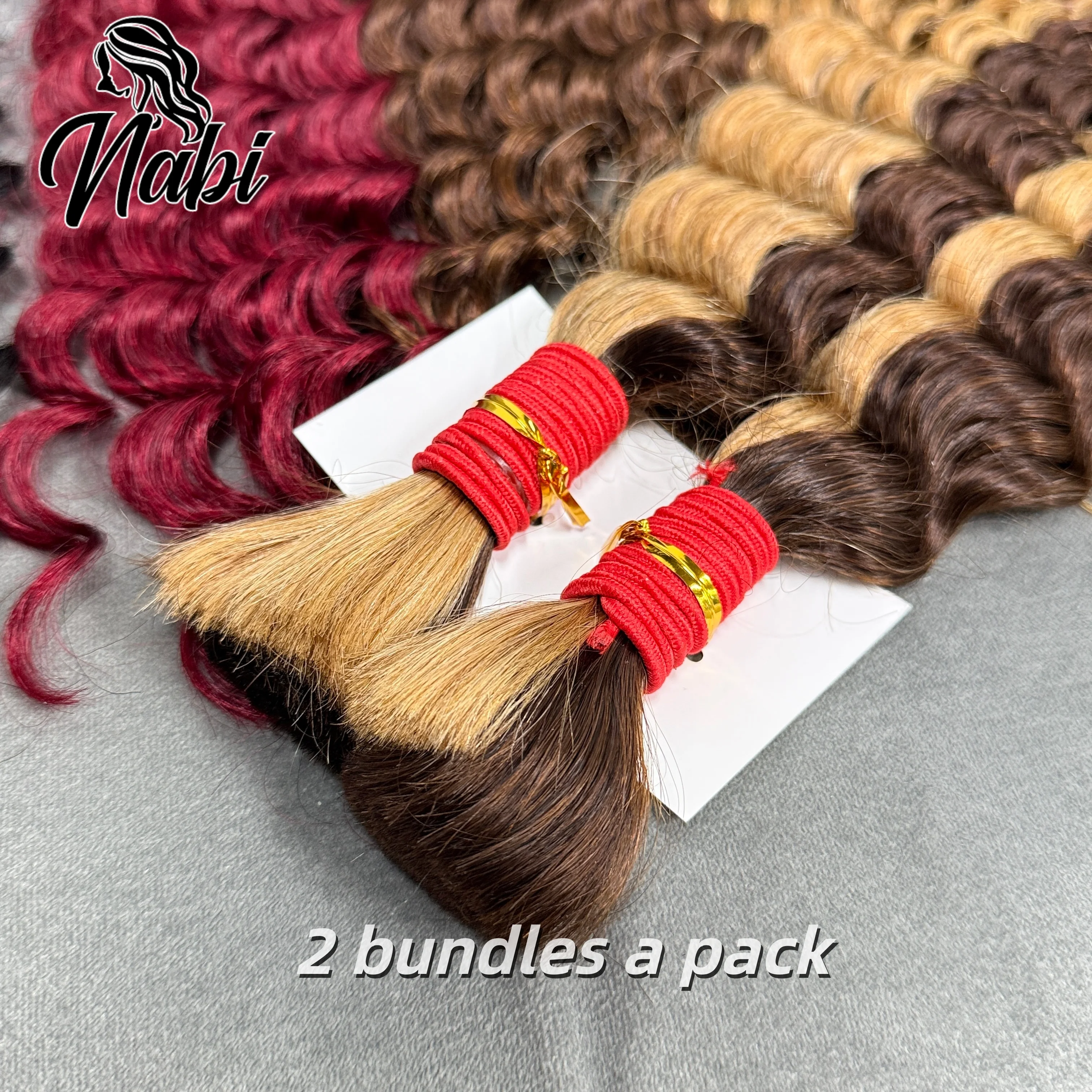 Nabi Boho Braiding Hair Bulk Deep Wave Hair Bundles Extentions No Weft Bulk Hair Bundles for Boho Braiding 6