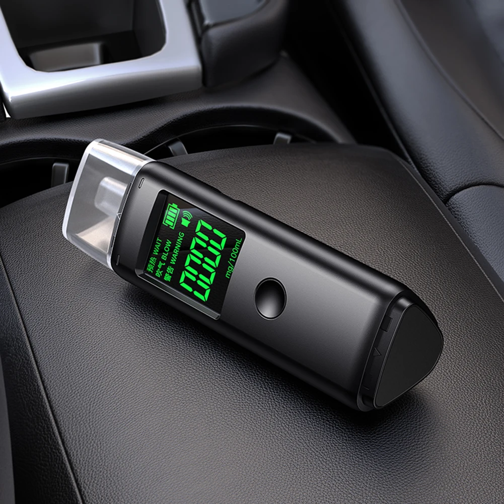 Digital Alcohol Breathalyzer Rechargeable Electronic Alcohol Tester Handheld Analyzer with Mouthpieces for Personal Use