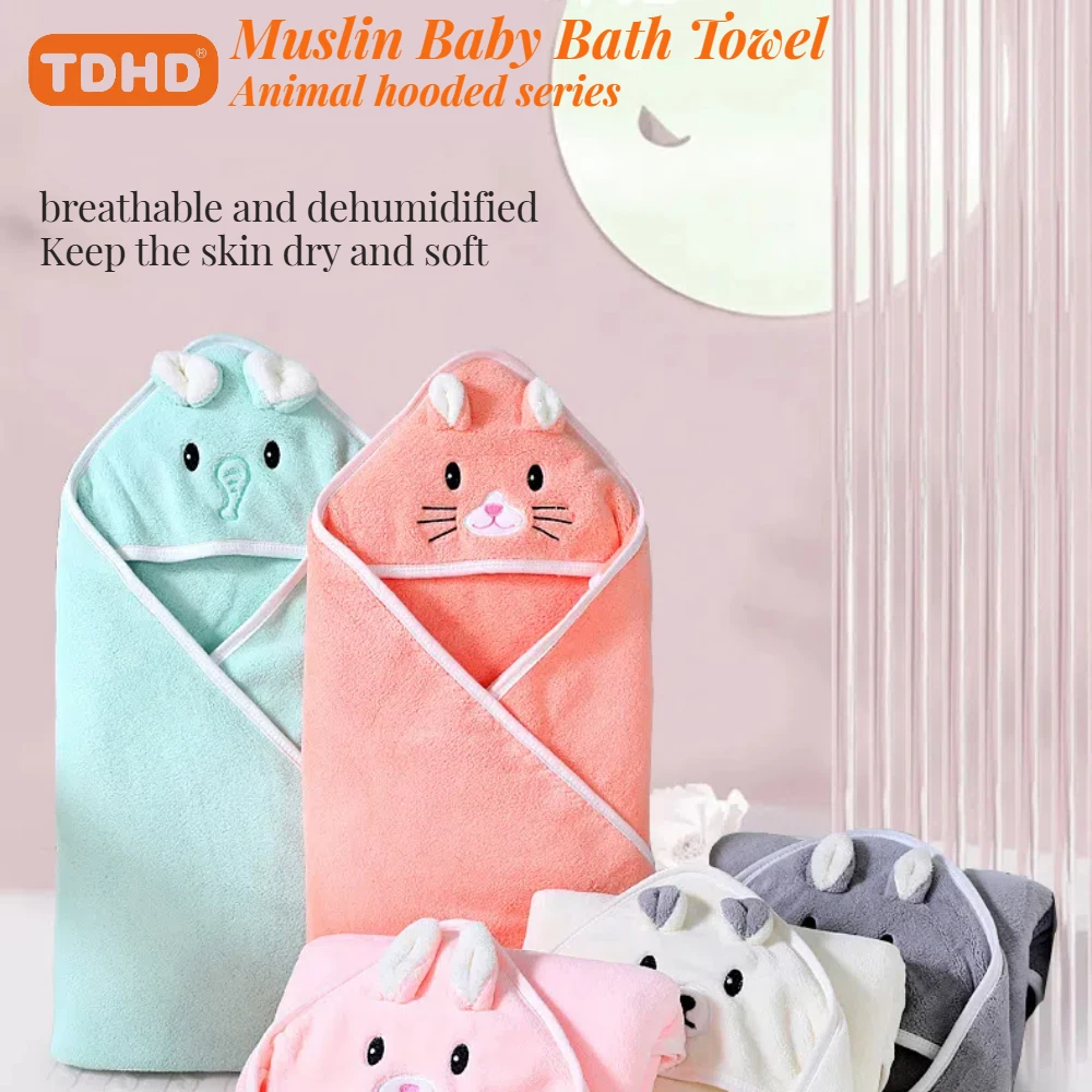 TDHD Super Soft Coral Fleece Newborn Bath Towel: Quick-Drying, Thick, and Hypoallergenic