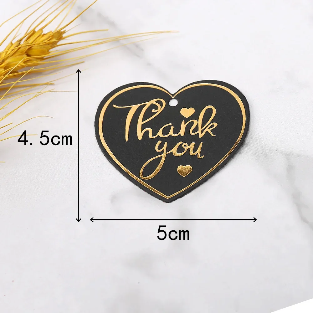 Heart Shaped Thank You Tags Red White Black Paper Cards Labels Gift Bags Hang Tag for Wedding Birthday Xmas Party Supplies 100pcs