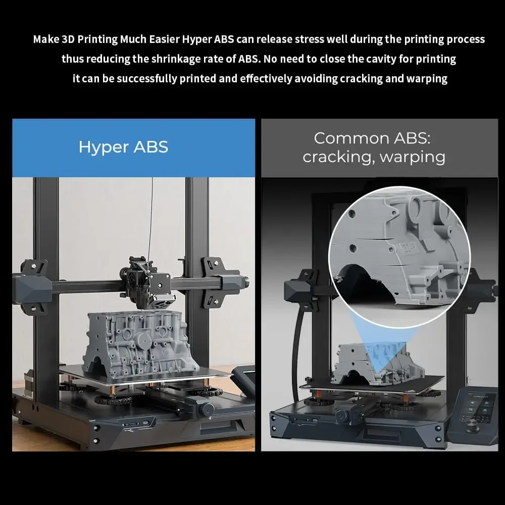 Creality Hyper ABS 필라멘트 1.75mm 고속 인쇄용, 편리한 오픈 프린팅, 1kg(2.2lbs) 스풀, 대부분의 3D 프린터 호환