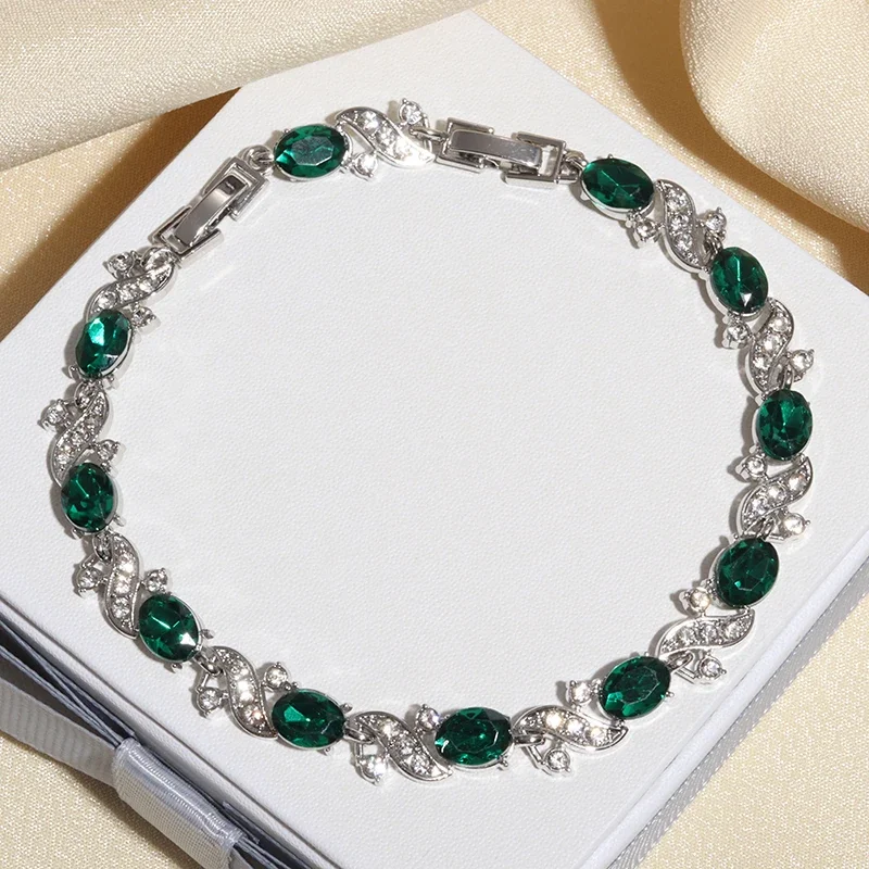 Rainbow Mystic Cubic Zirconia Jewelry Charm Bracelet Zircon Bracelets Crystal Bracelet Charm Bracelet Silver Bracelet Cubic Zirconia Bracelet Women Bracelet