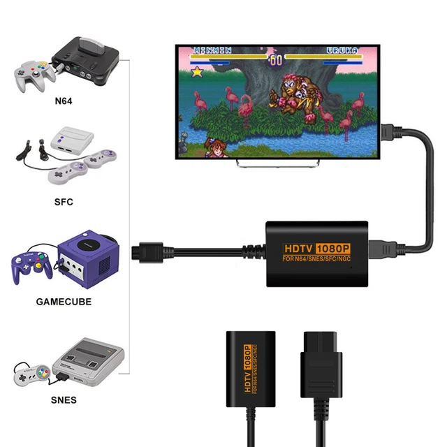 Convertisseur HDMI pour Nintendo Gamecube NGC N64 SNES SFC 1080p Upscaler  Adaptateur HDMI avec commutateur de rapport d'aspect 4:3/16:9 pour console
