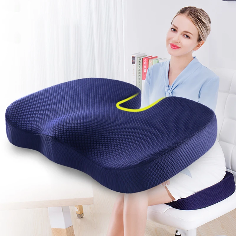 seat cushions U Shaped Travel Seat Cushion Coccyx Orthopedic Massage Chair Cushion Car Office Memory Foam Pillow Support Sciatica Pain Relief chair cushions