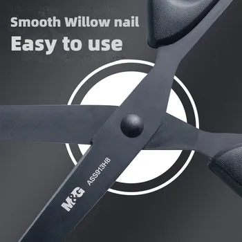 M&G 160mm Black Blade Scissors Wear-resistant Stainless Steel Blade Not Easy to Glue Household Manual Life Durable Scissors 2