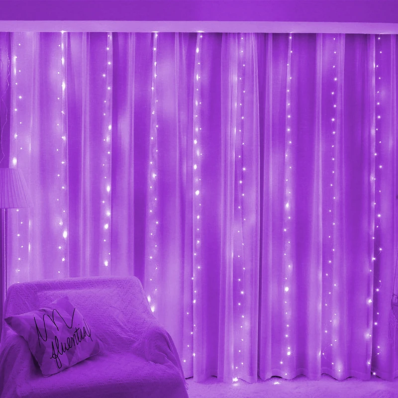 thumbnail image 1 of Guirnalda de cortina LED de 3 m para ventana, cadena de luces USB, adorno de hadas, control remoto, decoraciones navideñas de Año Nuevo para la habitación del hogar, 1 of 5