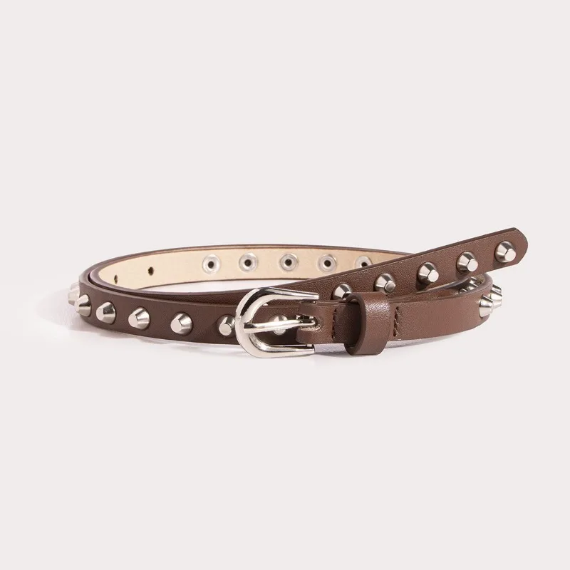 Style Everything with Silver Nail Skinny Waist Belt Damengürtel Jeansgürtel Kleid verziert mit schmalen Accessoires Chic – Detail 4