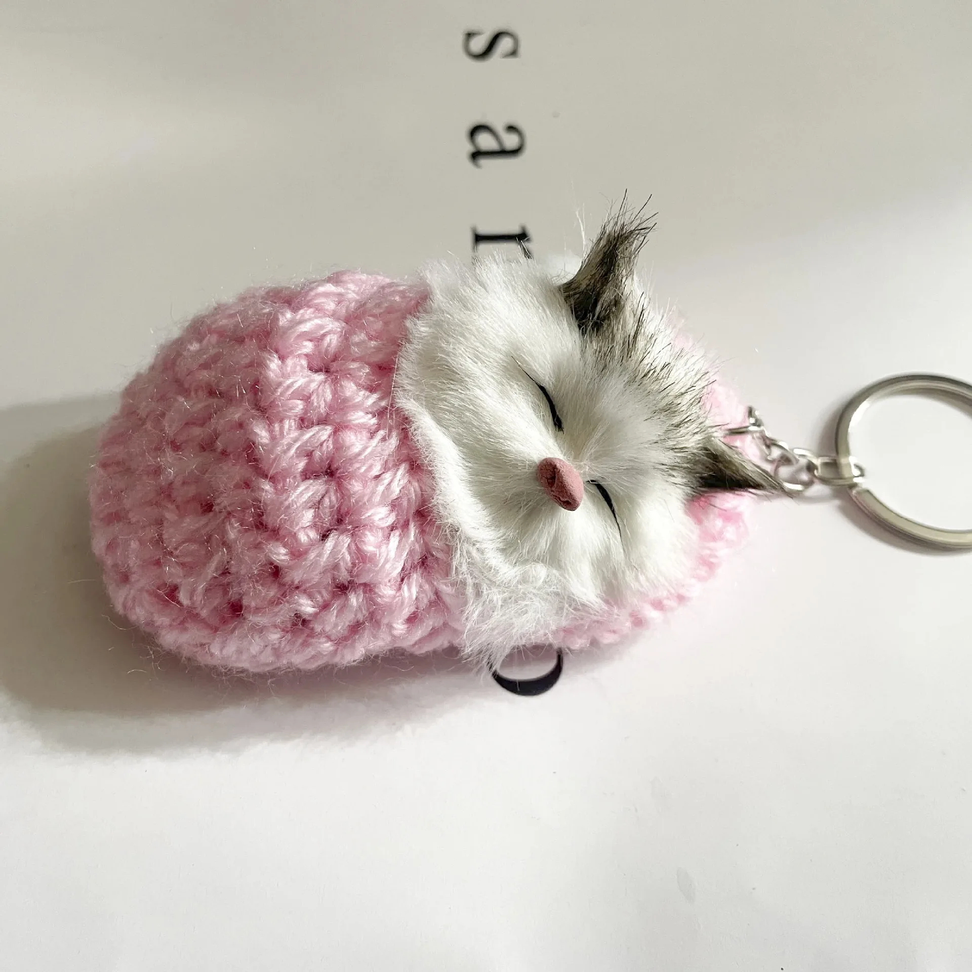 Simulation Mini Cat Keychain Cute Plush Cats With Sound Children Birthday Gifts Creative Imitation Cat Ornaments Bag Decoration