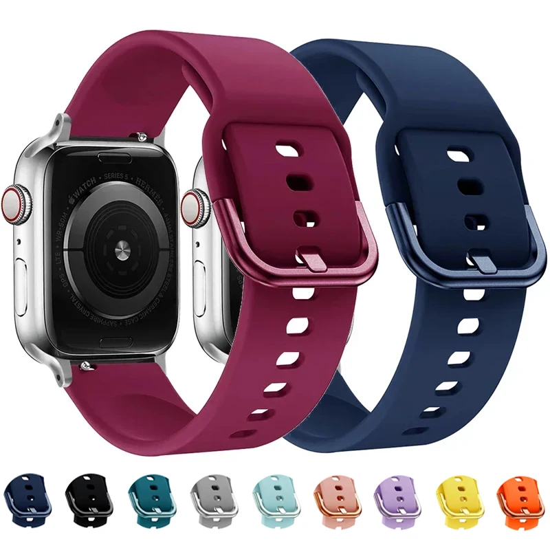 애플 워치 밴드용 실리콘 스트랩, 스포츠 팔찌, 한국 iWatch 시리즈 SE 9, 8, 7, 6, 5, 3, 4, 울트라 2, 45mm, 44mm, 49mm, 40mm, 41mm, 42mm