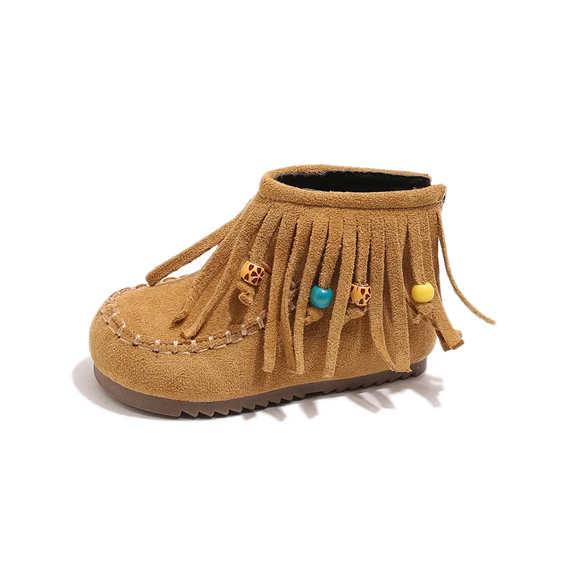 Children Ankle Boots Retro Tassels Girls Short Boots Round Toes for Autumn Winter 2025 Fashion Kids Princess Boots Soft Bottom