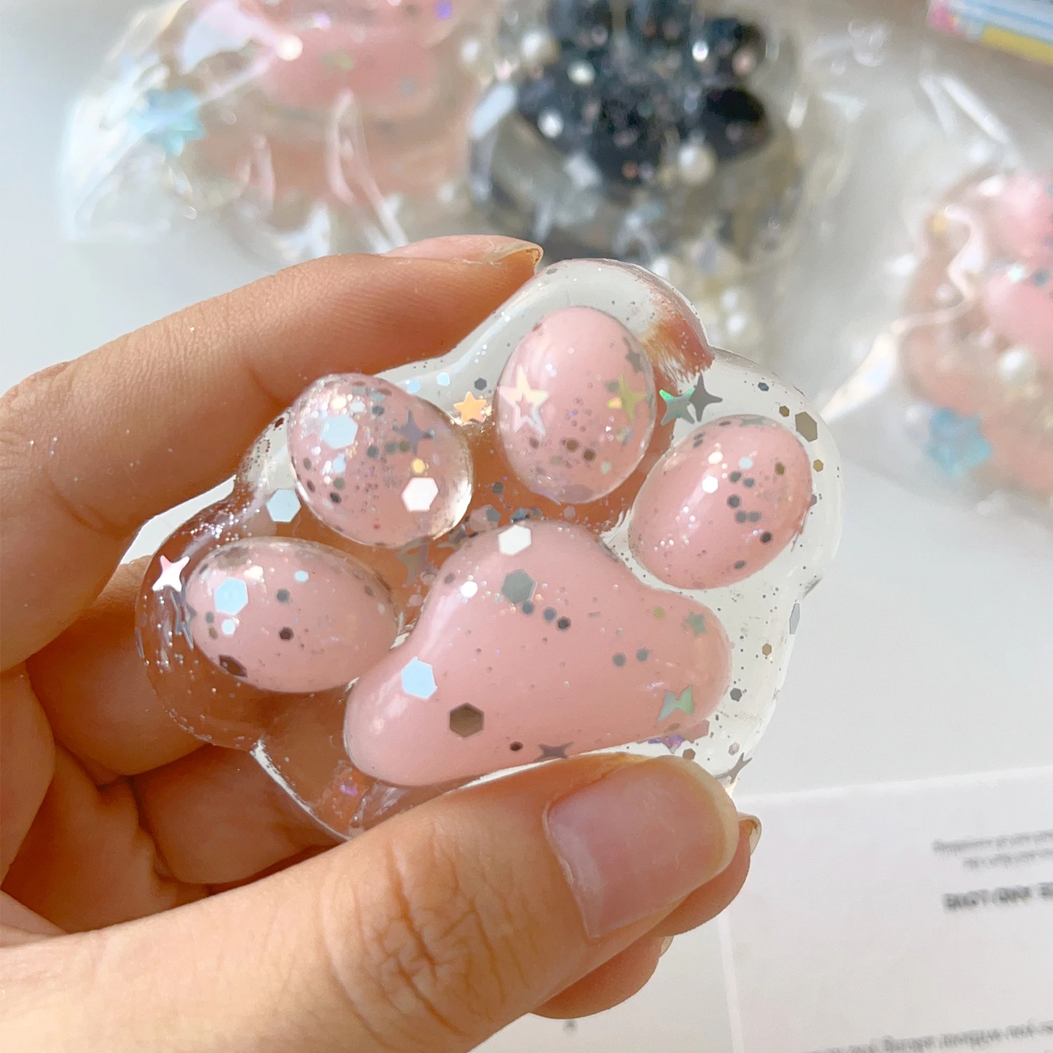 Cartoon Paste Cat Claw Finger Pinch Music Toys Children and Adults Elastic Decompression Toys Relax Pinch Crystal Cat Claw Toys 5
