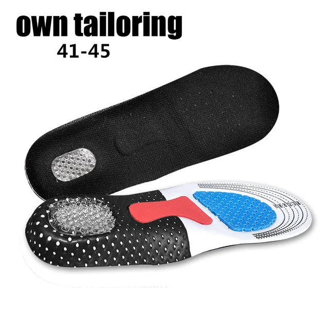Premium Orthotic Gel Insoles Orthopedic Flat Foot Health Sole Pad For Shoes Insert Arch Support Pad For Plantar fasciitis Unisex Black 41-45