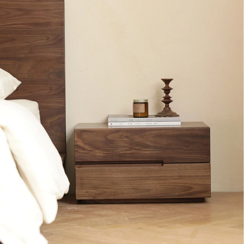 

Vintage Solid Wood Nightstands Small Space Mini Minimalist Mid Century Side Table Storage Low Table De Chevet Bedroom Furniture