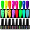 MEET ACROSS 8Pcs/Set Eggshell Glow In Dark Fluorescent Gel Nail Polish Summer Luminous Neon Semi Permanent Nail Art Gel Kit 1