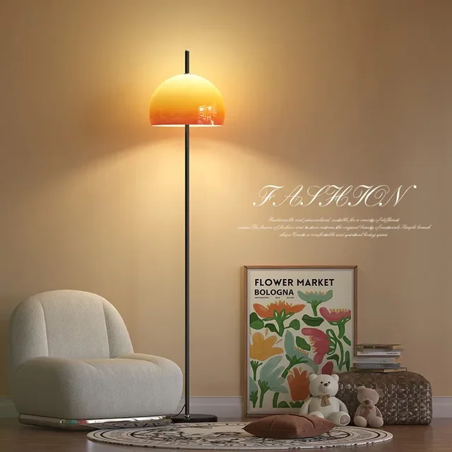 Sunset Color Cream Lamp Ins Net Red Bedroom Bedside Table Lamp Cream Glass Living Room Sofa Mushroom Floor Light Eye Protection