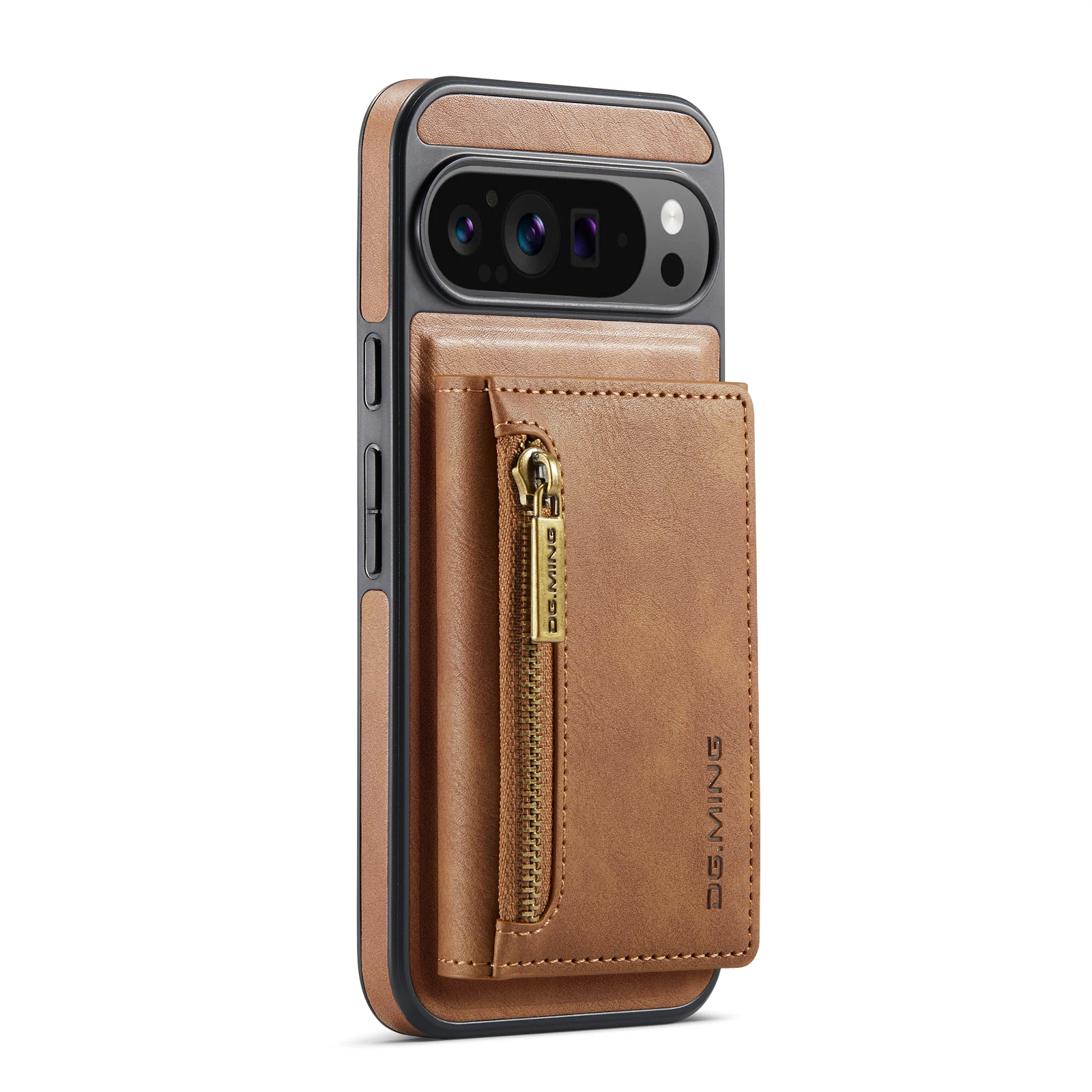 Magnetic PU Leather Wallet Phone Case with Shockproof Card Holder and Zipper Pocket Cover