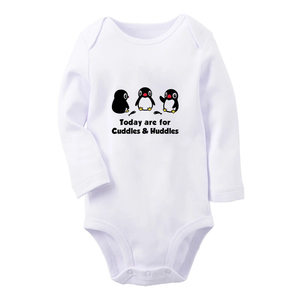 

Little Penguin Today are for Cuddles&Huddles Cute Baby Rompers Boys Girl Fun Print Bodysuit Infant Long Sleeves Jumpsuit Clothes