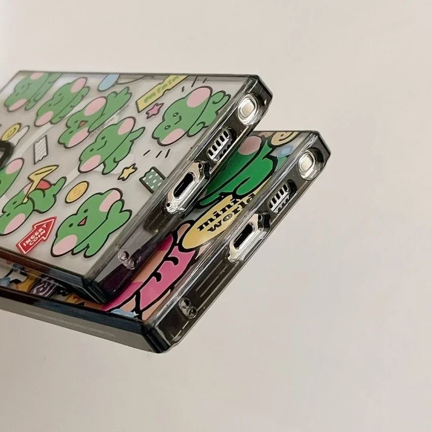 Frog MagSafe Acrylic Black Border Magnetic Phone Case for Samsung Galaxy S22U S23 Ultra S24 Ultra Cover Protective Shell