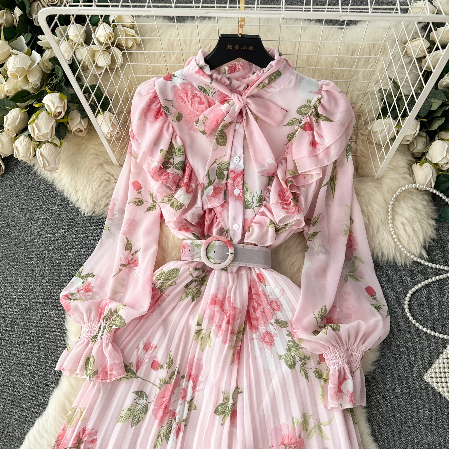 SALE!【ETRO】フリルフローラルプリントシルクシフォンドレス SALE!【ETRO】フリルフローラルプリントシルクシフォンドレス
