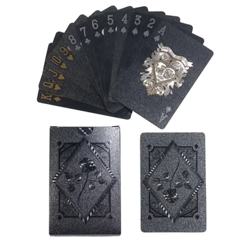 Waterproof Playing Cards Set Of 54 Rose Pattern Black Foil Poker Cards Creative Gifts For Family Interaction Holiday Gathering