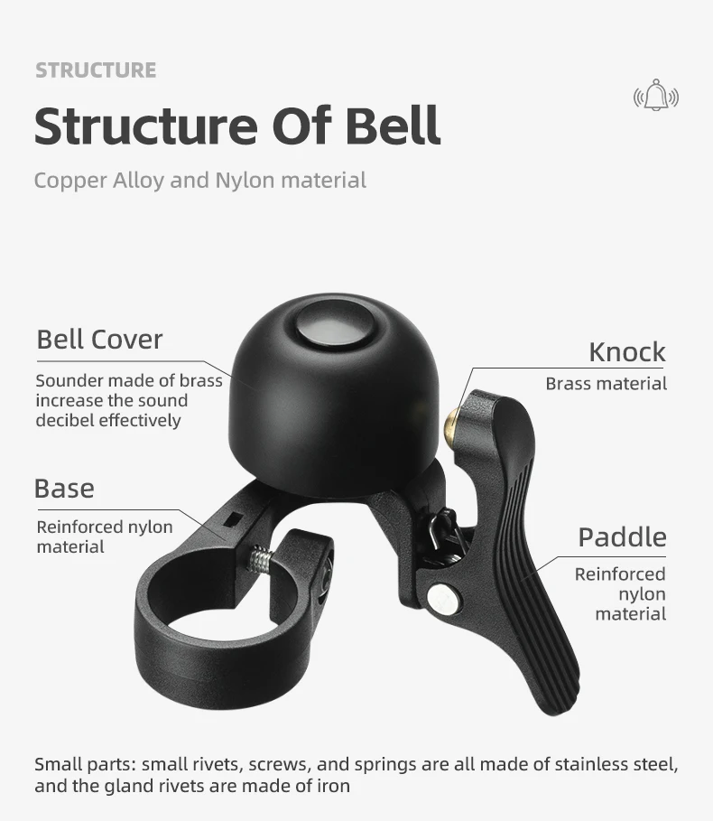 Bicycle Bell Horn Handlebar Cycling Call Bike Alloy Ring Crisp Sound Warning Ala
