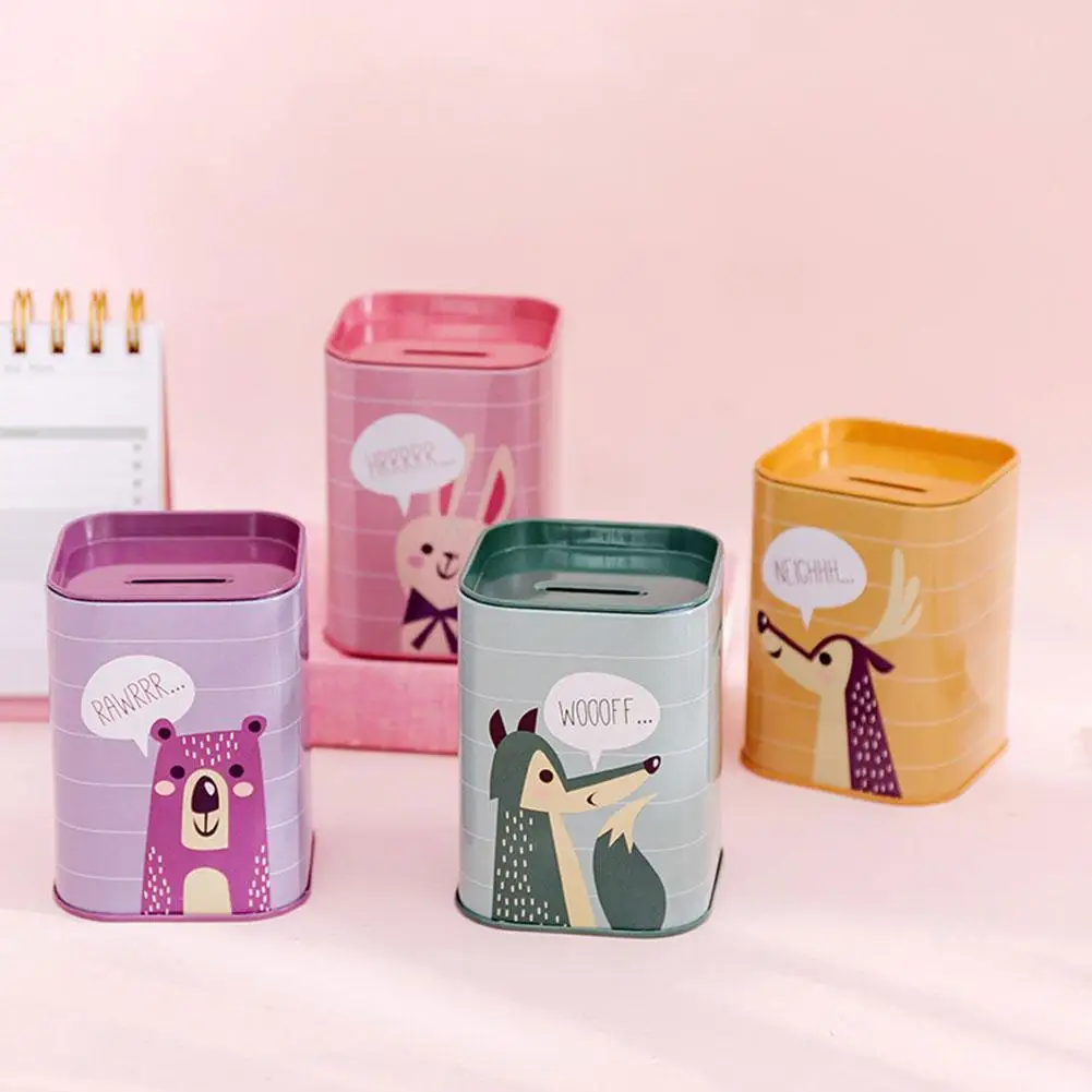 Piggy Bank Cartoon Coin Holder Metal Bank