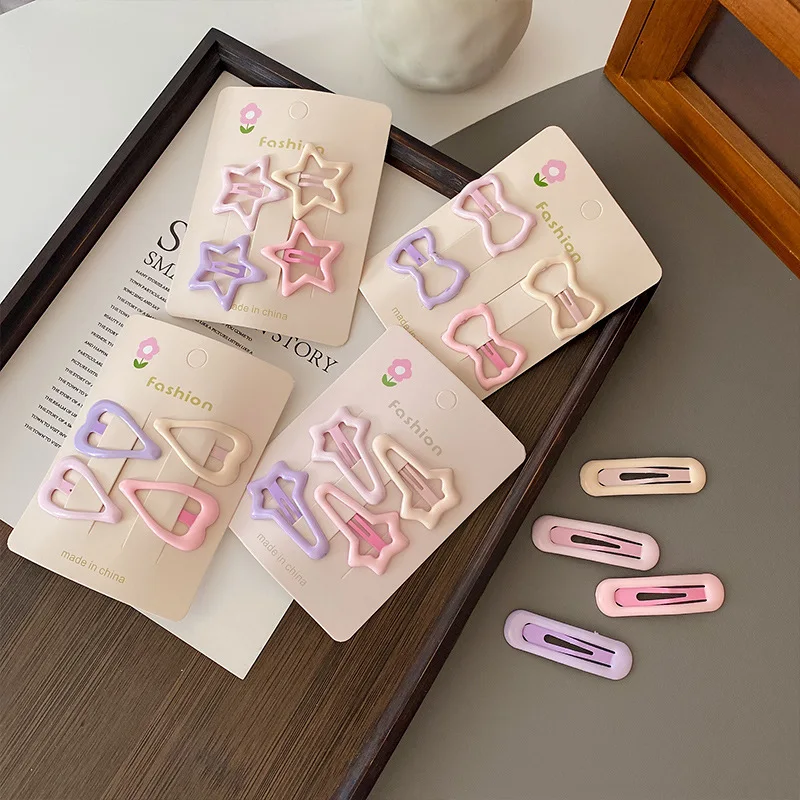 4pcs/set Cute Star Hair Clips Girl's Side Bangs Hair Accessories Small Clip Children's Hair Decorations Kids Accessories 머리핀