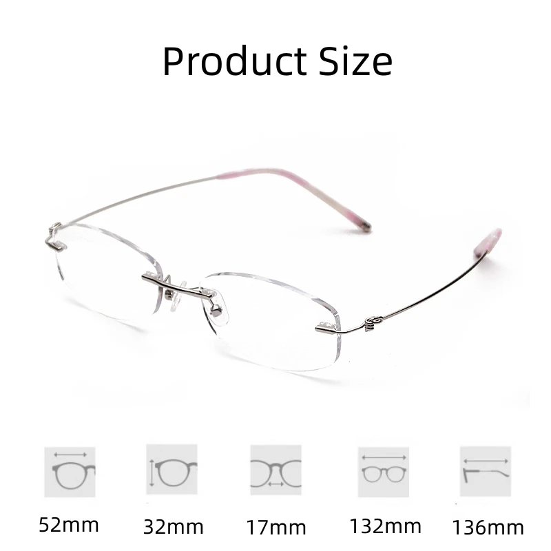 Fashion Eyewear Vintage Rimless Glasses Optical Prescription Eyeglasses Frame Women 8587