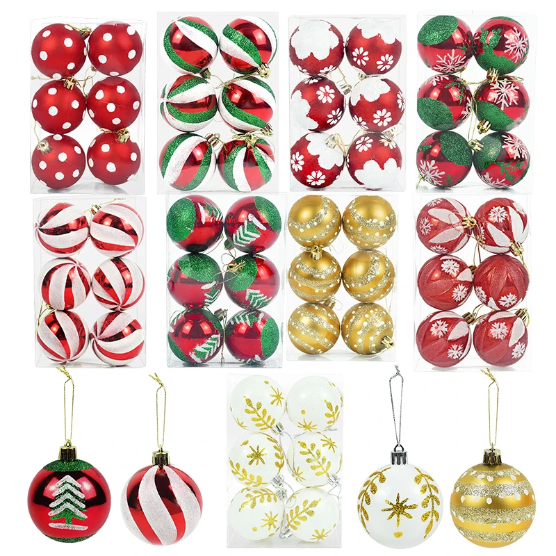 

6pcs 6cm Painted Christmas Ball 2023 Christmas Tree Ornament Home Xmas Hanging Pendant New Year Party Decoration Gift Navidad