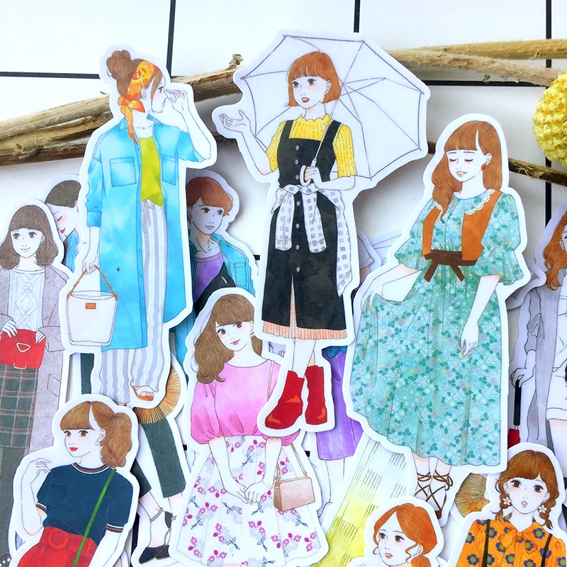 17PCS Fashion girl Stickers Crafts And Scrapbooking stickers kids toys book Decorative sticker DIY Stationery