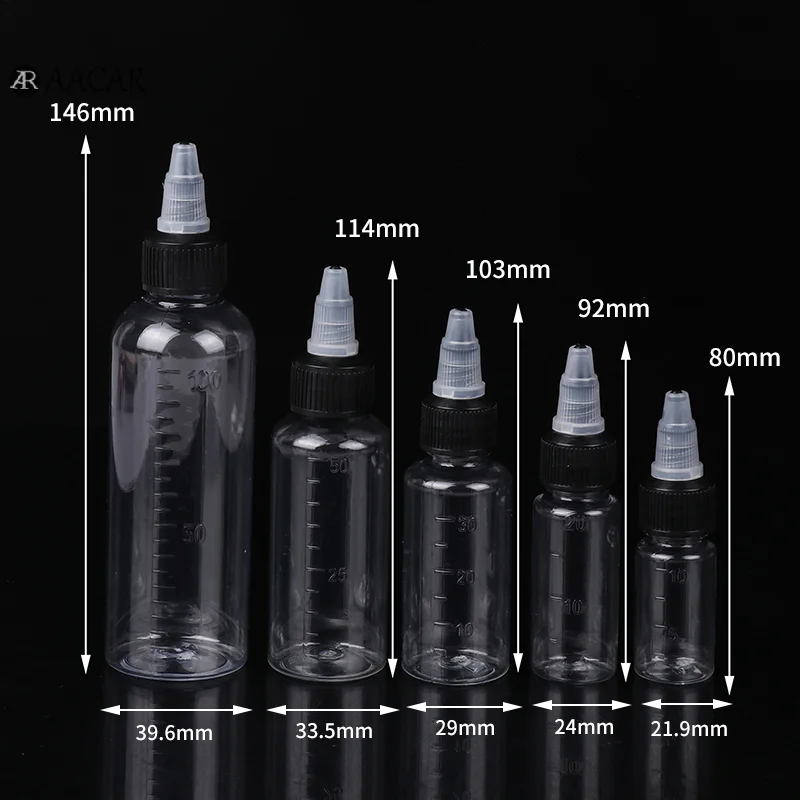 

10/20/30/50/100 мл пустой флакон для окрашивания волос Twist верхняя крышка многоразовый контейнер для отжима с градиентной шкалой для тату пигментных чернил