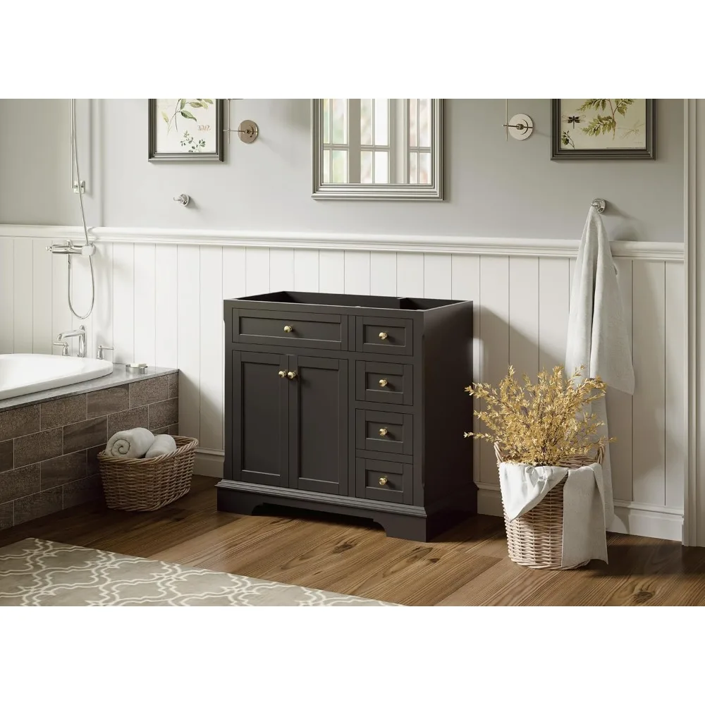 Bathroom Vanities with Sink Combo Set, Retro Freestanding Bathroom Storage Cabinet with Arch Feet, Soft Closing Hinges