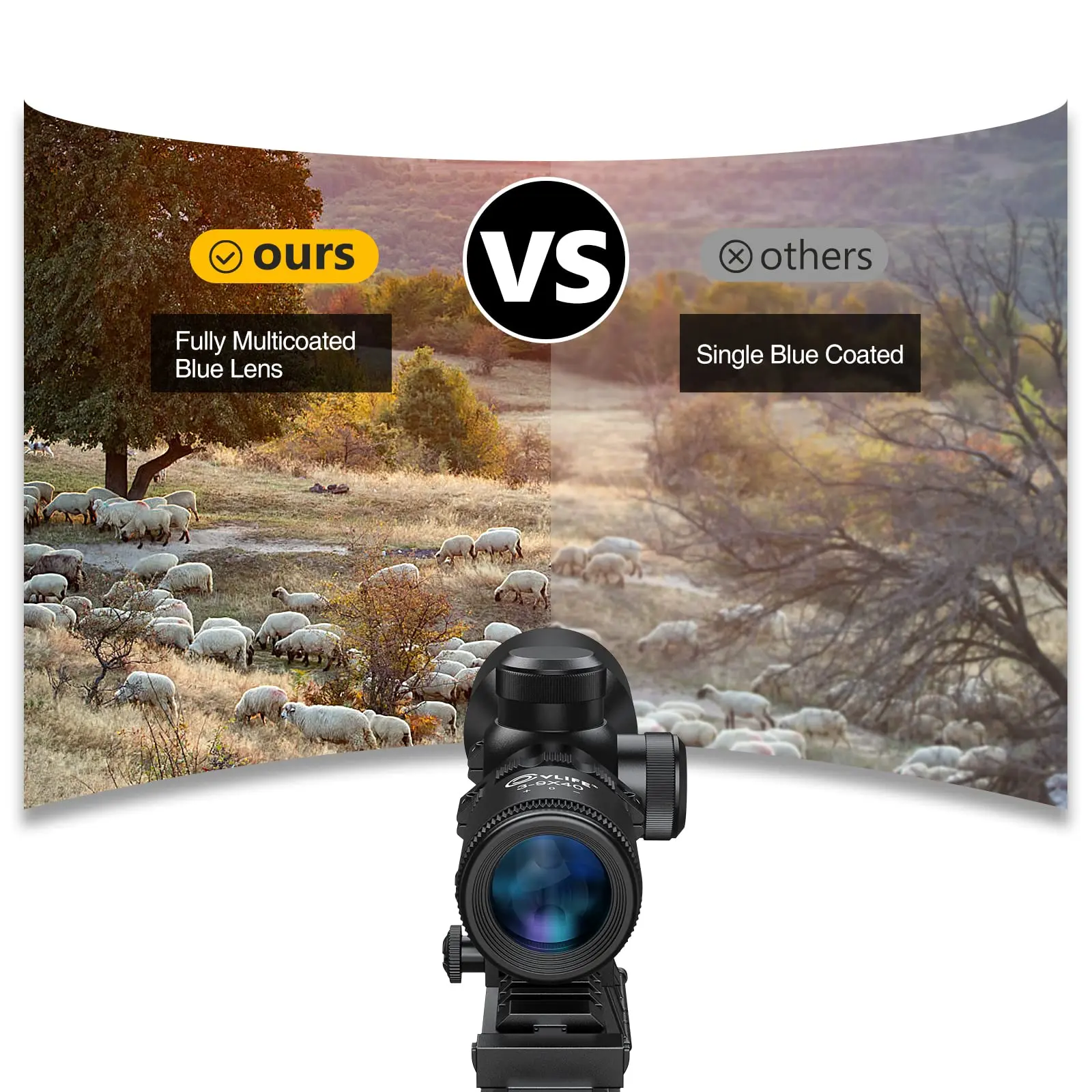 CVLIFE 3-9x40 Compact Rifle Scope with Mounts for 20mm Picatinny Crosshair Reticle Quick Aiming Hunting