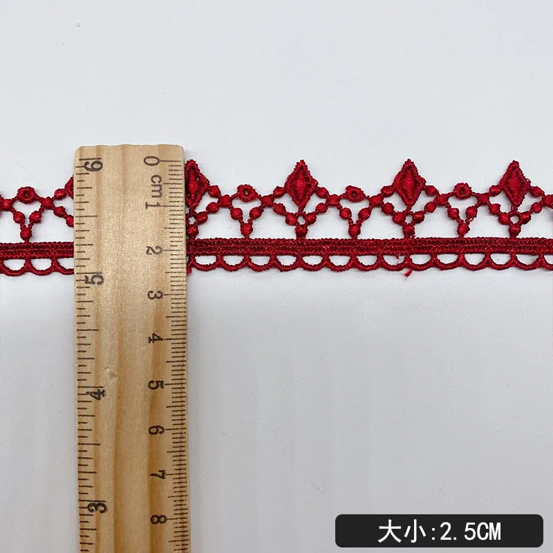 3Yard Of 2.5CM Wide Beautiful Colourful Embroidered Lace Fabric Ribbon Dress Collar Hats Headwear Sewing Trimming Decor