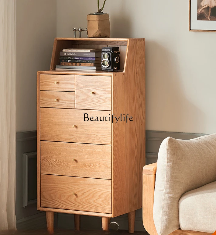 

Solid Wood Nordic Minimalist Modern Oak Chest of Six Drawers Bedroom Storage Cabinet