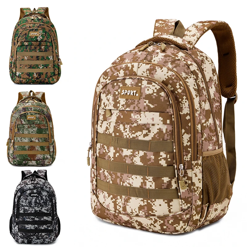 Unisex camouflage backpack | multi-pocket travel bag, suitable for outdoor activities and short trips - black hiking bag