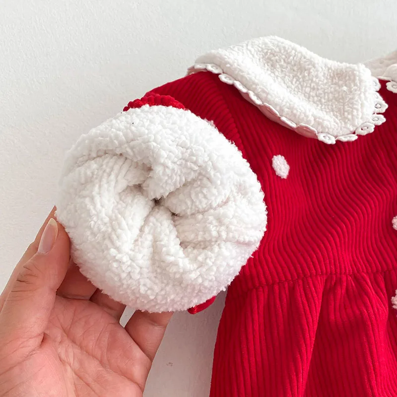 Winter Baby Fleece Rompers Red Jumpsuit Toddler Outwear