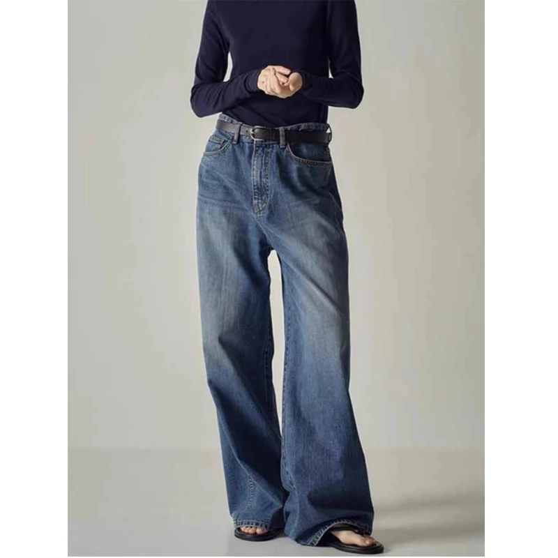 

Женские джинсы F @ CA * E PA * ER, новинка 2024, облегающие широкие брюки, синие мешковатые джинсы с завышенной талией для женщин, брюки Y2k, уличная одежда