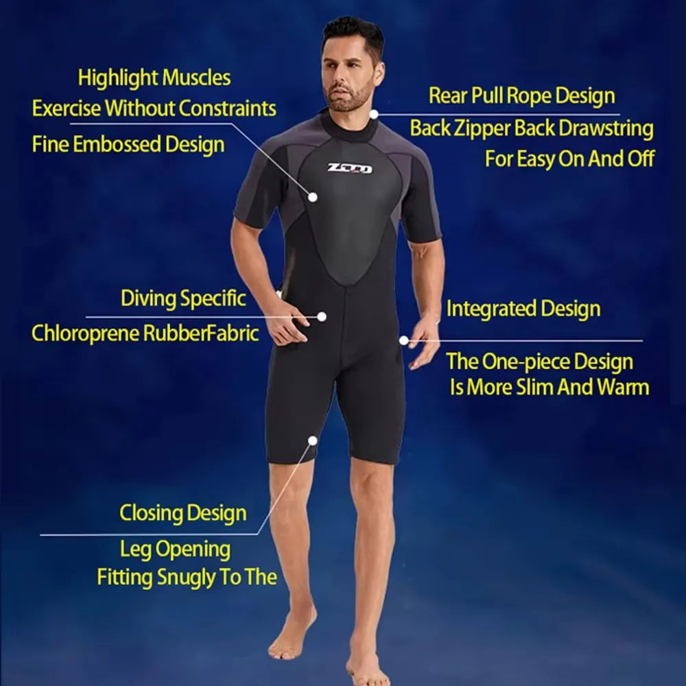 Diving Suit 3MM Neoprene Men's Short Sleeve Scuba Wetsuit Surfing Snorkeling Sun Protection Warm Cold-proof diving suits