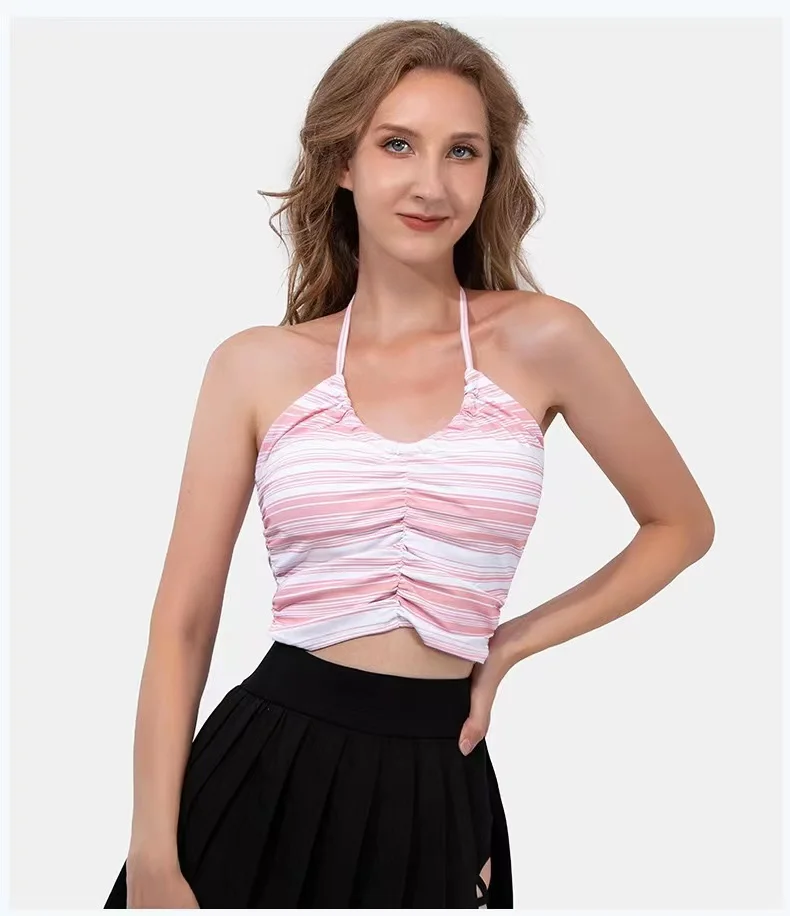 

Многоцветный U-образный шейный красивый плиссированный бюстгальтер для пилатеса, йоги, танцев, фитнеса, нижнее белье, бюстгальтер для ношения на улице