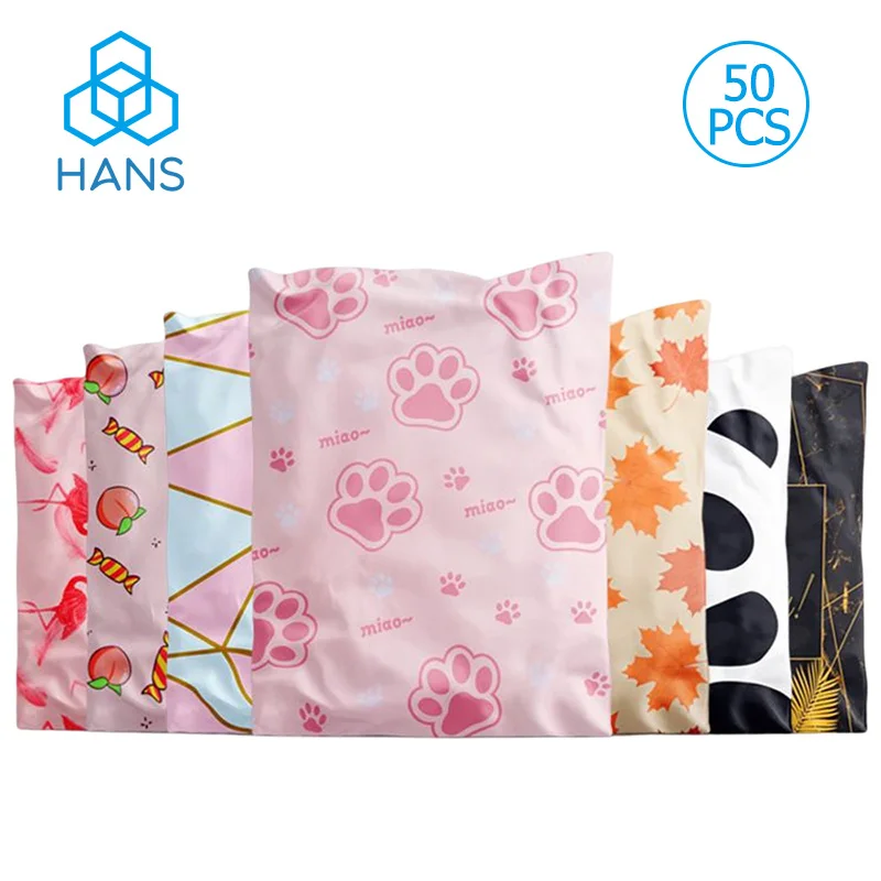 

FREE SHIPPING 50PCS STORAG PLASTIC GIFT PAPER SEAL Cute Thank You BAG Poly Mailer Courier Expedition French Budget A6 Envelope