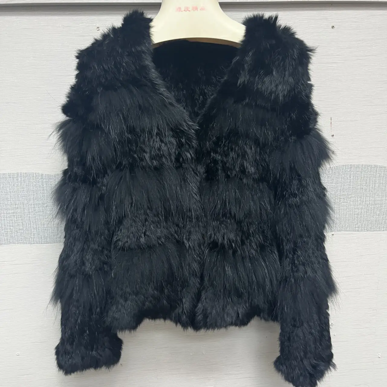 

Hot Sales Korea Style New Double Side Thick Warm Natural Real Rex Rabbit Fur Real Raccoon Fur Knitted Women Autumn Winter Coat