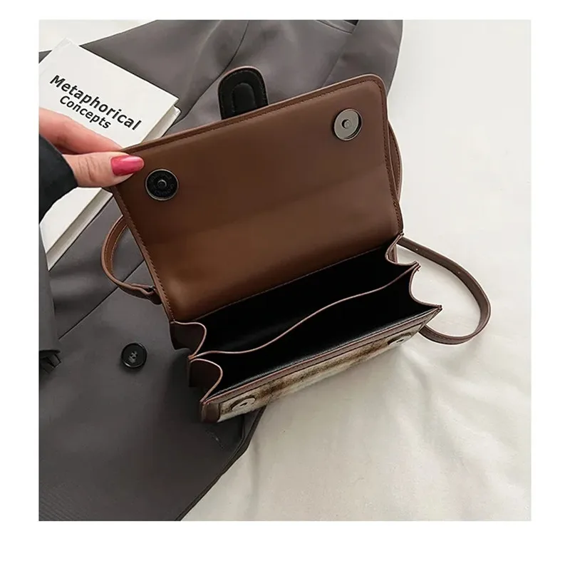 2023 Winter New Luxury Designe Crossbody Bags For Women Classic Vintage Woolen Shoulder Purses Fashion Casual Female Handbags