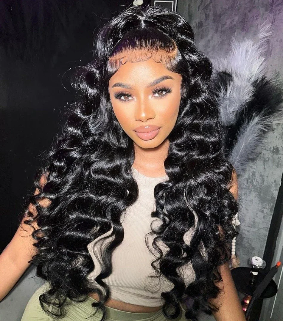 HD 13x6 Lose Naturwelle Lace Front Echthaarperücken 250 % Transparent 30 36 Zoll 13x4 360 Full Deep Water Wave Lace Frontal Perücken – Detail 15