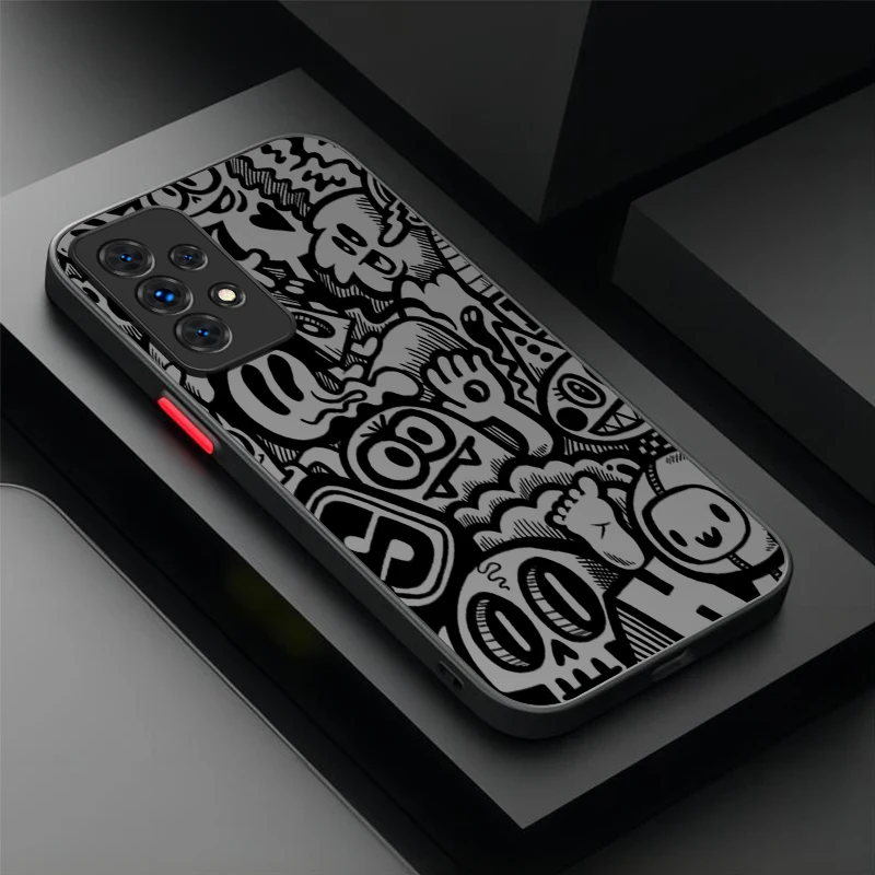 Black Graffiti Skull Phone Case Cover
