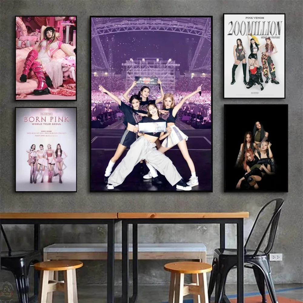 1pc Kpop-Blackpink Poster Stickers Art Wall Murals Decor Game Room Decor Gifts Kawaii HD Painting Cat Cars anime stickers anime poster