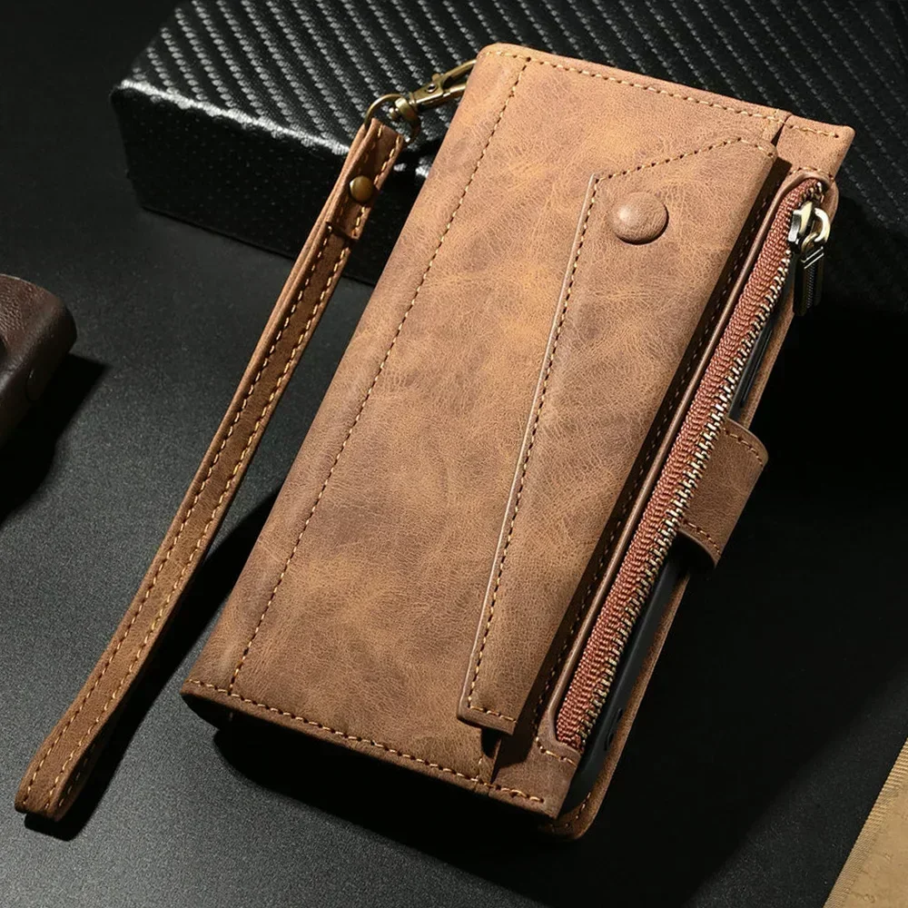 Elegant Zippered Leather RFID Phone Wallet Case - Premium Luxury Edition